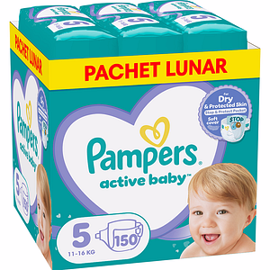 Scutece PAMPERS Active Baby XXL Box nr 5, Unisex, 11-16 kg, 150 buc