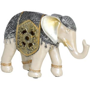 Statueta decorativa Elefant Dhyana, rasina, 9 x 19 x 21 cm, auriu