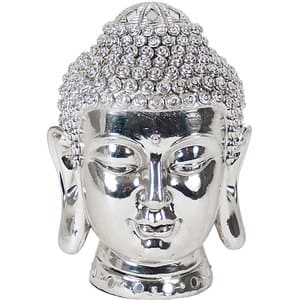 Statueta decorativa Buddha Calun, rasina, 15 x 15 x 23 cm, argintiu