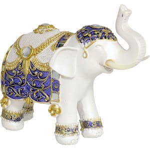Statueta decorativa Elefant Hilton, rasina, 8 x 15 x 18 cm, alb