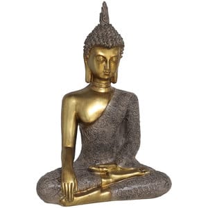 Statueta decorativa Buddha Zuli, rasina, 17 x 30 x 43 cm, auriu