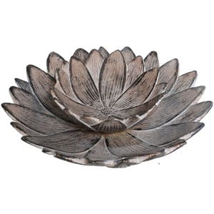 Decoratiune Lotus, rasina, 20 x 20 x 5 cm, argintiu
