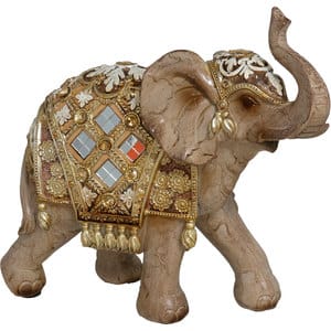 Statueta decorativa Elefant, rasina, 8 x 19 x 23 cm, auriu
