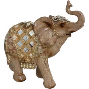 Statueta decorativa Elefant, rasina, 11 x 29 x 29 cm, auriu