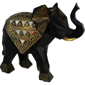 Statueta decorativa Elefant, rasina, 9 x 22 x 26 cm, negru