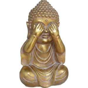 Statueta decorativa Buddha No Speak, rasina, 19 x 24 x 40 cm, auriu