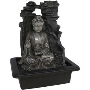 Fantana decorativa Buddha Lalasa, rasina, 23 x 31 x 40 cm, gri antracit