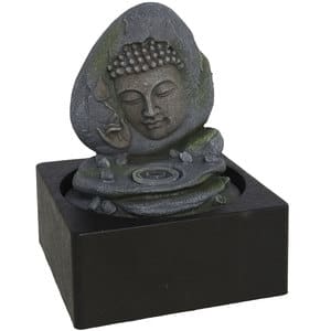 Fantana decorativa Buddha III Kasi, rasina, 18 x 18 x 25 cm, LED, gri