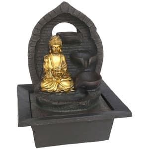 Fantana decorativa Buddha Meha, rasina, 24 x 30 x 39 cm, auriu
