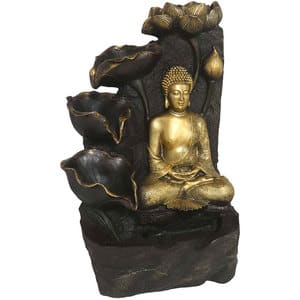 Fantana decorativa Buddha Manisha, rasina, 33 x 38 x 60 cm, auriu