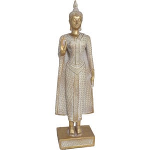 Statueta decorativa Buddha Ramya, rasina, 6 x 12 x 41 cm, alb