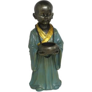 Statueta decorativa Calugar Ergum, rasina, 12 x 15 x 30 cm, verde