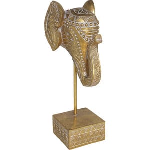 Statueta decorativa Elefant Yashila, rasina, 15 x 12 x 35 cm, auriu