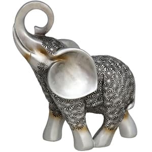 Statueta decorativa Elefant Ratna, rasina ABS, 6 x 16 x 17 cm, argintiu