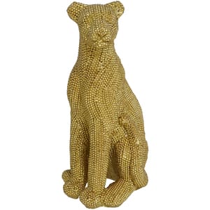 Statueta decorativa Leopard, rasina ABS, 8 x 10 x 19 cm, auriu
