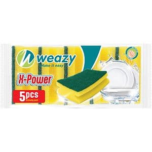 Burete de vase WEAZY X-Power, cu strat abraziv, 5 bucati