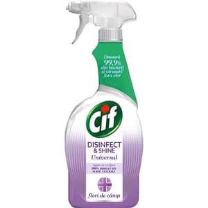 Solutie de curatare CIF Disinfect & Shine Flower Breeze Spray, 750 ml