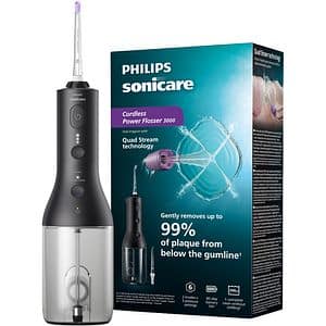 Irigator bucal PHILIPS Sonicare Cordless Power Flosser 3000 HX3826/33, 2 capete, negru