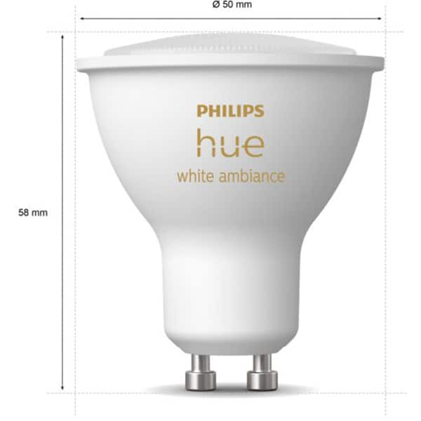 Bec LED Smart PHILIPS Hue 8719514339903, GU10, 5W, 350lm, Bluetooth, lumina variabila, compatibil Hue