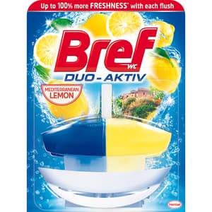 Odorizant toaleta BREF Duo Aktiv Lemon, cu sistem de aplicare, 50 ml