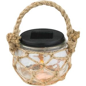 Decoratiune solara GLOBO tip borcan, LED, 0.06W, plastic, transparent