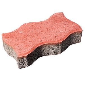 Pavaj ondulat, 22 x 11.2 x 6 cm, beton, rosu, 40 buc/mp  