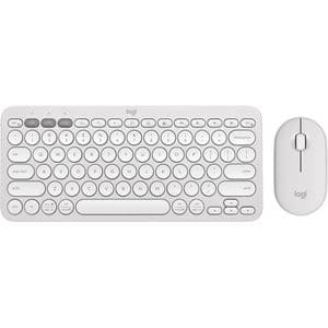 Kit mouse si tastatura wireless LOGITECH Pebble 2 Combo, Bluetooth, alb