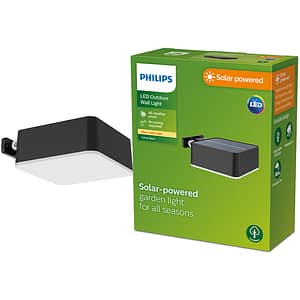 Lampa solara patrata Philips Vynce, 1.5W, 200lm, IP44, plastic, negru