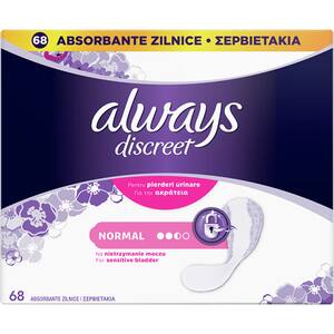 Absorbante incontinenta ALWAYS Discreet Liners Normal, 68 buc