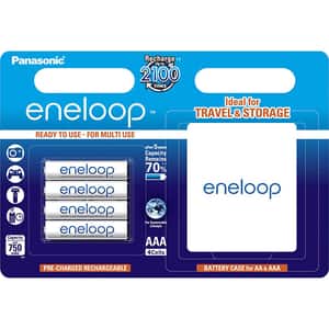 Acumulatori PANASONIC Eneloop LR03/AAA, 750mAh, 4 bucati + cutie depozitare