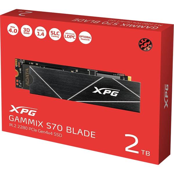 Solid-State Drive (SSD) ADATA XPG Gammix S70 Blade, 2TB, PCI Express 4.0 x4, M.2, AGAMMIXS70B-2T-CS