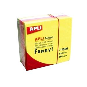 Notite adezive APLI, 250 file, 51 x 51mm, diverse culori