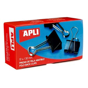 Clipsuri metalice pentru hartie APLI, 25 mm, 12 buc/cutie, negru