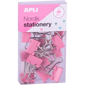 Clipsuri metalice APLI Nordik Stationery, 15 bucati, diverse culori
