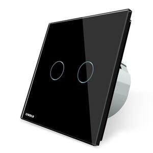 Intrerupator smart dublu contact uscat impuls revenire LIVOLO VL-C702IHR-12, Wi-Fi, Touch, negru