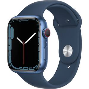 APPLE Watch Series 7, GPS + Cellular, 45mm Blue Aluminium Case, Abyss Blue Sport Band 