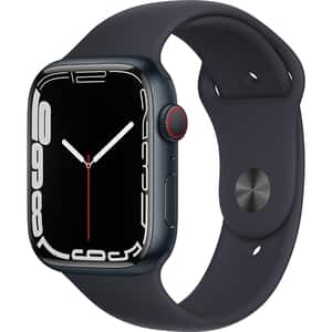 APPLE Watch Series 7, GPS + Cellular, 45mm Midnight Aluminium Case, Midnight Sport Band
