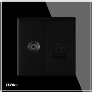 LIVOLO Presa Satellitare Con Pannello In Vetro - Serie VL-C7, Colore Nero, Design Moderno, Sostituzione Semplice