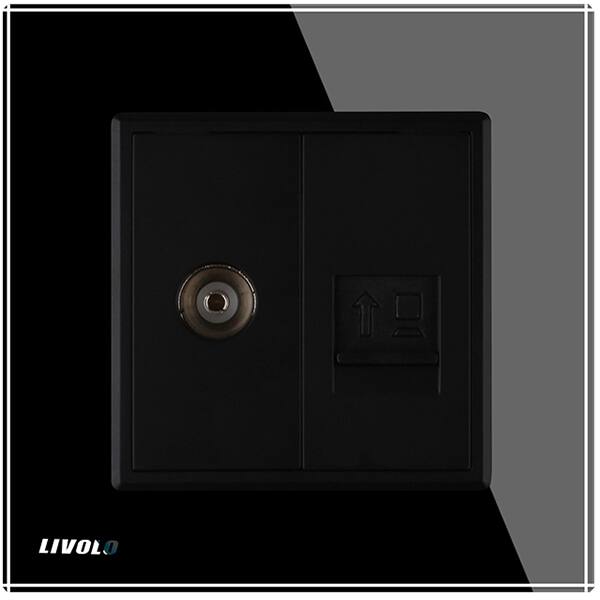 LIVOLO Presa Satellitare Con Pannello In Vetro - Serie VL-C7, Colore Nero, Design Moderno, Sostituzione Semplice