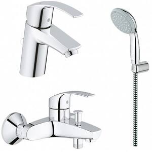Set baterie cada si dus GROHE Eurosmart 123582, metal, argintiu