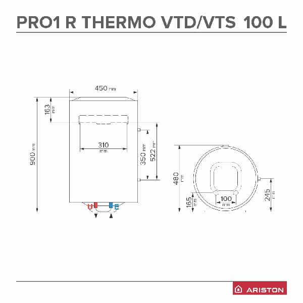 Boiler electric ARISTON Pro 1 R VTD, 100l, 1800W, alb