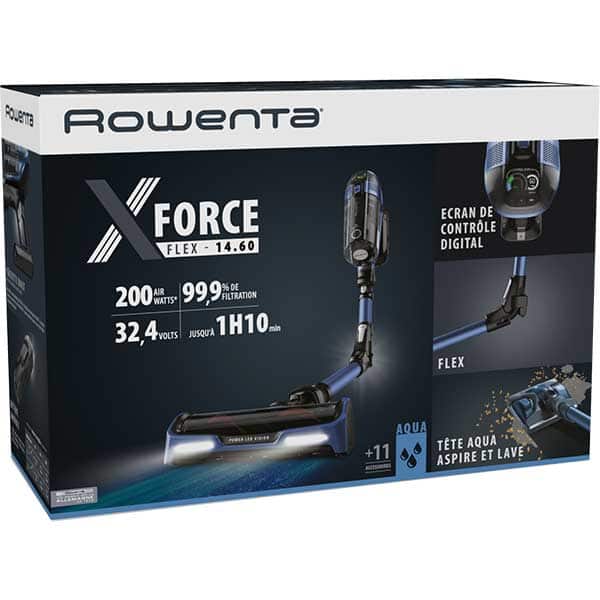Aspirator vertical ROWENTA X-Force Flex 14.60 Aqua RH9990WO, 0.9l, 32.4V, autonomie max 70 min, negru-albastru