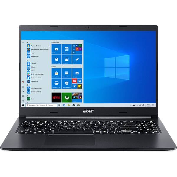 Laptop ACER Aspire 5 A515-45-R603, AMD Ryzen 3 5300U pana la 3.8Hz, 15.6" Full, 8GB, 1TB + SSD 256GB, AMD Radeon Graphics, Windows 10 Home, negru