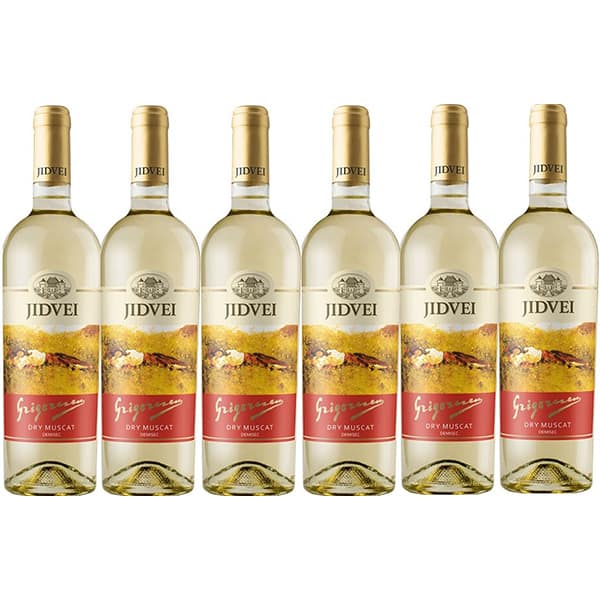 Vin alb demisec Jidvei Grigorescu Muscat Dry 2021, 0.75L, bax 6 sticle