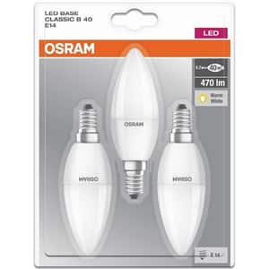 Set 3 becuri LED OSRAM 4052899972490, E14, 5.7W, lumina calda