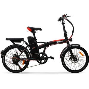 Bicicleta asistata electric pliabila RKS MX35, 20 inch, negru-rosu