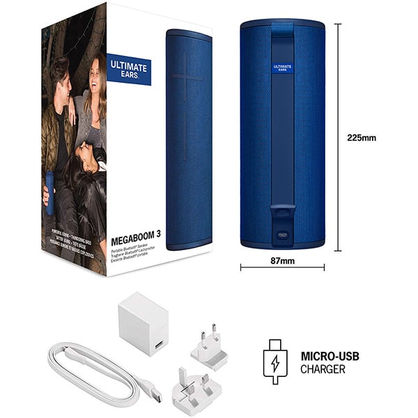 Boxa portabila ULTIMATE EARS Megaboom 3, 984-001404, Bluetooth, Waterproof, Sunet 360, Deep Bass, albastru