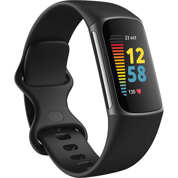 Bratara fitness FITBIT Charge 5, Android/iOS, silicon, Black / Graphite Stainless Steel