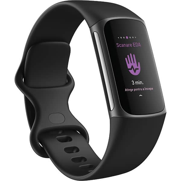 Bratara fitness FITBIT Charge 5, Android/iOS, silicon, Black / Graphite Stainless Steel