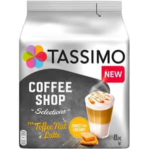 Capsule cafea JACOBS Tassimo Coffee Shop Toffee Nut Latte, 8 capsule cafea + 8 capsule lapte, 268g